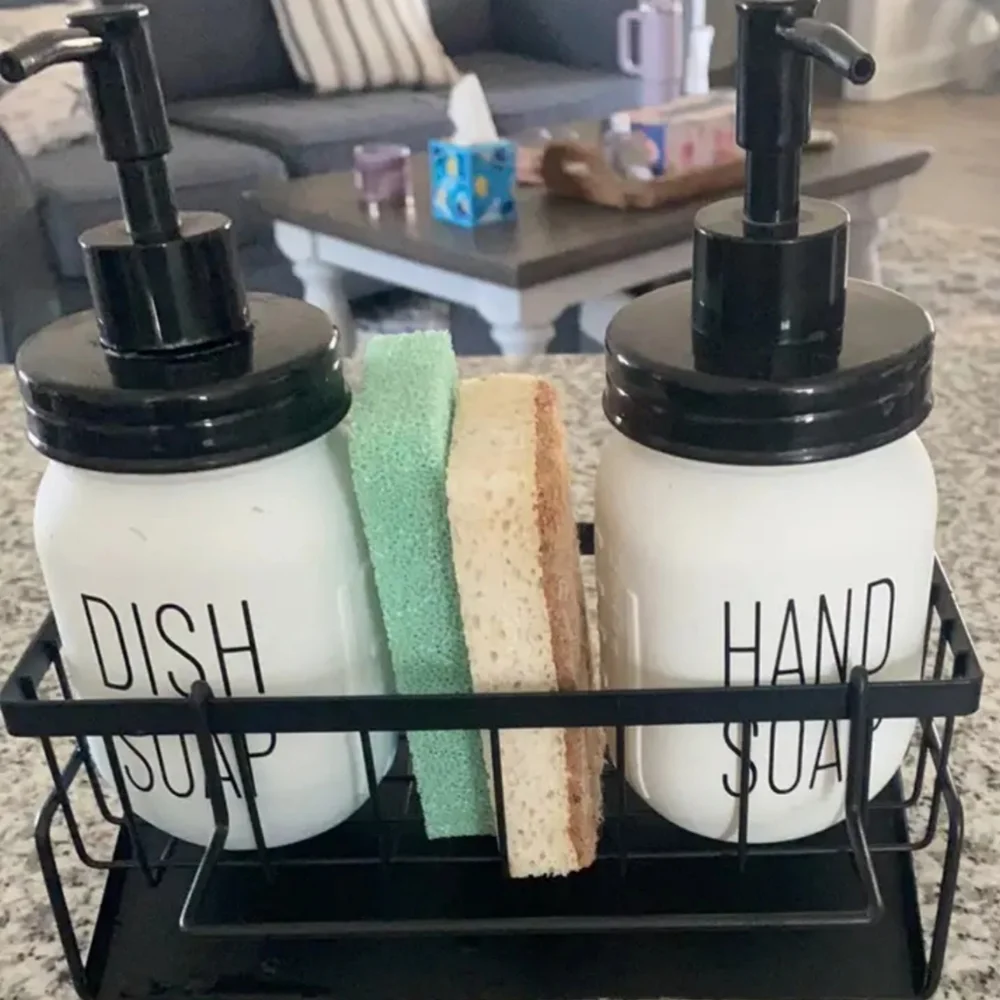 Gray Sink Caddy, Sponge Storage & Drain Rack With Dishcloth Holder